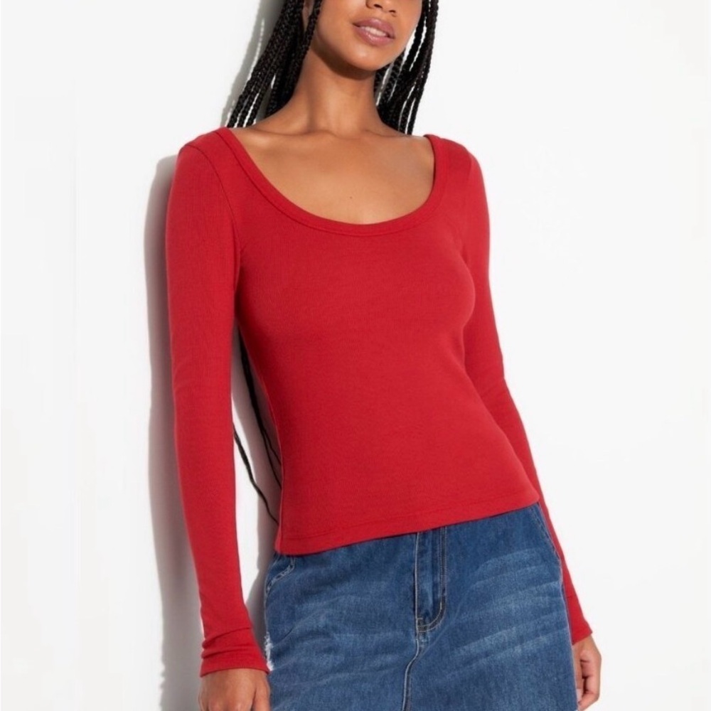 Spiritual Gangster Chrissie Rib Long Sleeve Top NWT Size Medium
